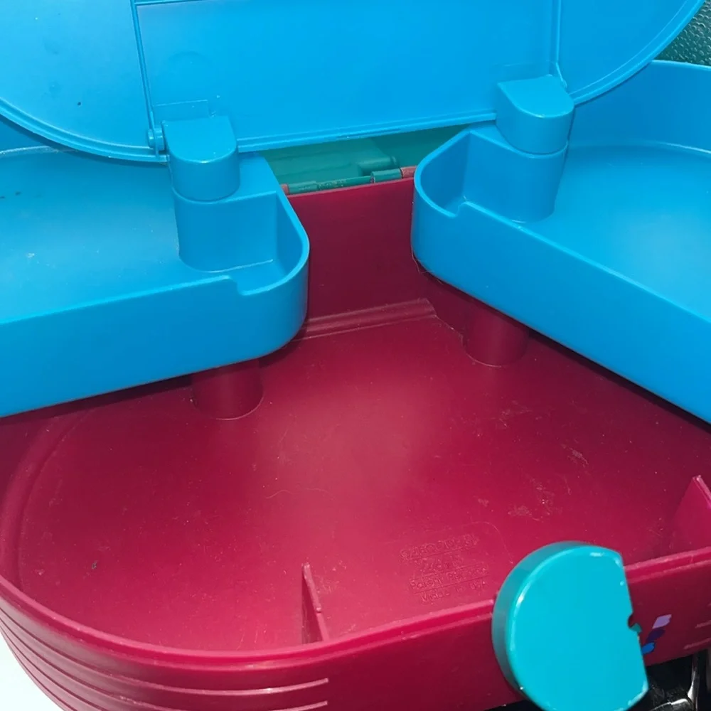 Vintage Caboodles Oval Make Up Organizer Storage Travel Case Maroon Teal 90s